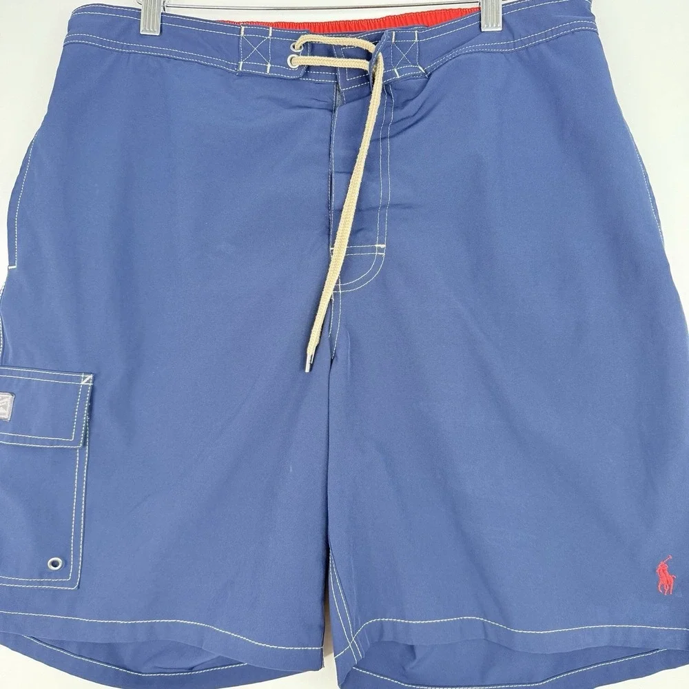 Polo Ralph Lauren Mens Navy Blue Cargo Swim Trunks Board Shorts Pony Logo XL